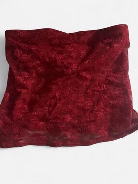 Strapless Red Floral Velvet Bustier Top
